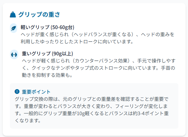 グリップの重さのメリットデメリット
