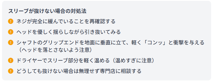 スリーブが抜けない場合の対処法
