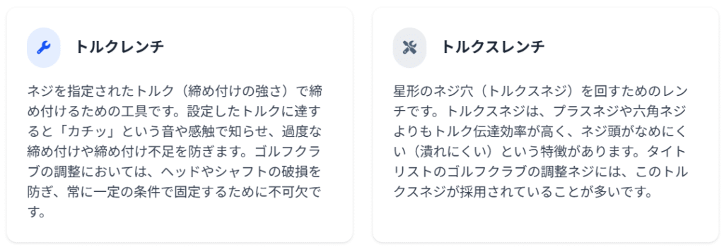 トルクレンチとトルクスレンチ