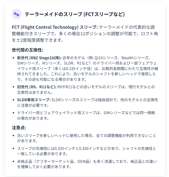 テーラーメイドのスリーブ