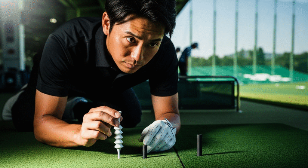 ゴルフ練習場でティーの高さをコースで再現するための練習法