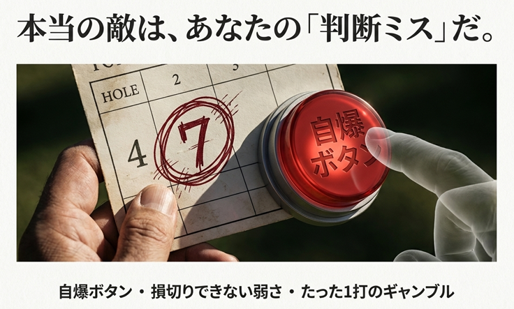 ゴルフ コースマネジメント 判断ミス 自爆ボタン イメージ