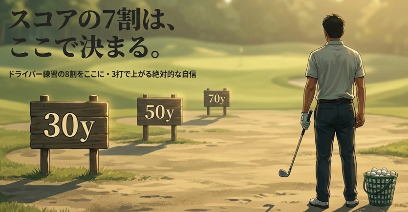 ゴルフ 100ヤード以内 アプローチ 30y 50y 70y 看板