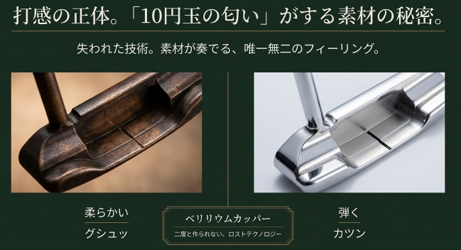 柔らかい打感のブロンズパターと弾く打感のステンレスパターの素材比較