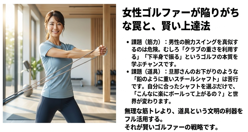 女性ゴルファーが陥りがちな罠と賢い上達法