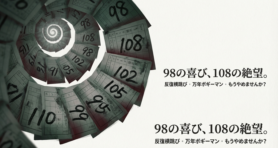 ゴルフ スコアカード 100切りと100叩きを繰り返す悩み イメージ図