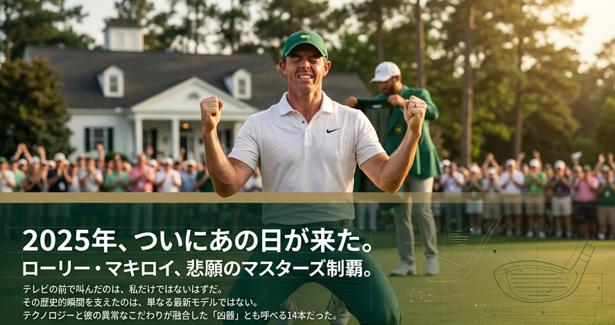 2025年マスターズで優勝しガッツポーズをするローリー・マキロイ