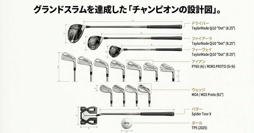 2025年ローリー・マキロイのクラブセッティング全14本のスペック一覧図